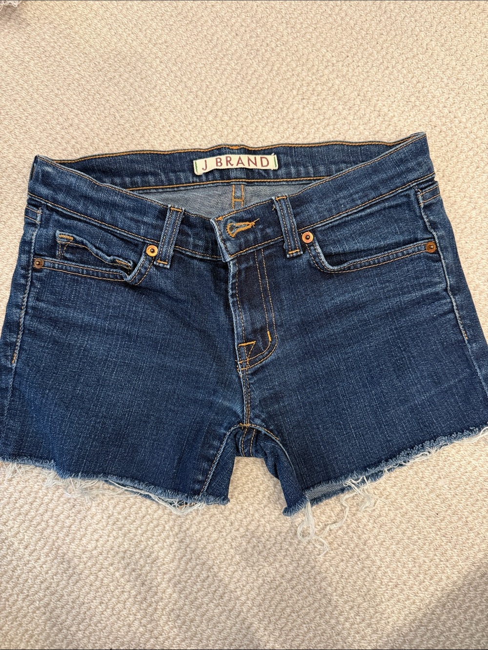J Brand Indigo Frayed Hem Denim Shorts